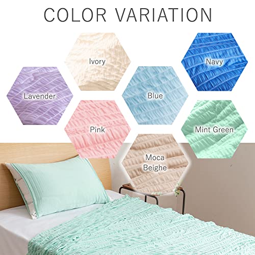 ベルーナ(BELLUNA) 冷感くしゅくしゅケット 接触冷感 くしゅくしゅ ケット 肌掛け布団 洗える ひんやりケット クールケット シングル 夏用 とろける肌ざわり 洗える ひんやり ウォッシャブル もちもち ふんわり 無地 軽い サラサラ やわらかい ブランケット 快眠 （シングル ブルー 283974-002） [3]