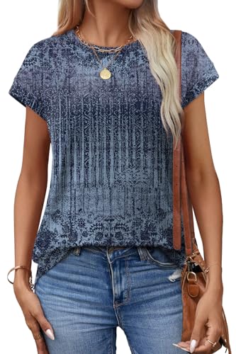 Image of Alaroo Womens Summer Tops Short Sleeve Shirts Crew Neck Cute Trendy Tunic Blouses (S-3XL)