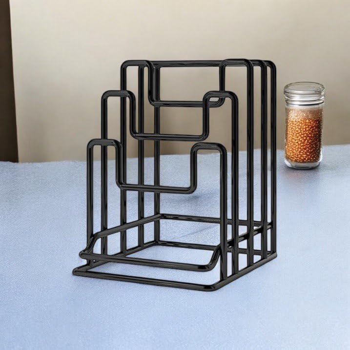 Image of Dish Rack Organizer - 5 Compartment Countertop Dish Drying Rack for Kitchen, Iron Dish Drainer Rack, Space-Saving Black Dish Rack (9 x 6 x 9 Inches) (Medium)
