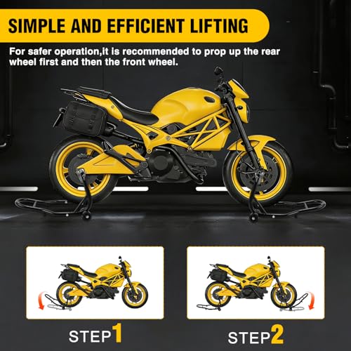 Image of Nilight Universal 850lbs Motorcycle Front Rear Combo Stand | Front Wheel Fork Stand Rear U+L Fork Swingarm Spool Stand for Most Yamaha Honda Kawasaki Suzuki