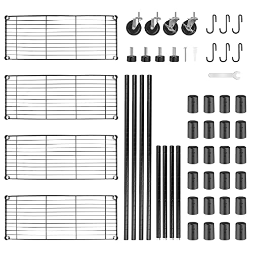 Image of WDT Shelving Storage Units on Wheels Casters, Adjustable Heavy Duty Metal Shelf Wire Storage Rack for Home Office Garage Kitchen Bathroom Organization,36 inch Wx14 Dx57 H