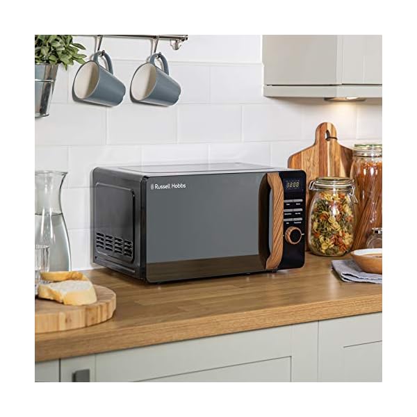 Russell Hobbs Manual Microwave with 5 Power Levels, Wood Effect Handle & Dials, Timer, Defrost Setting, Easy Clean - Image 9