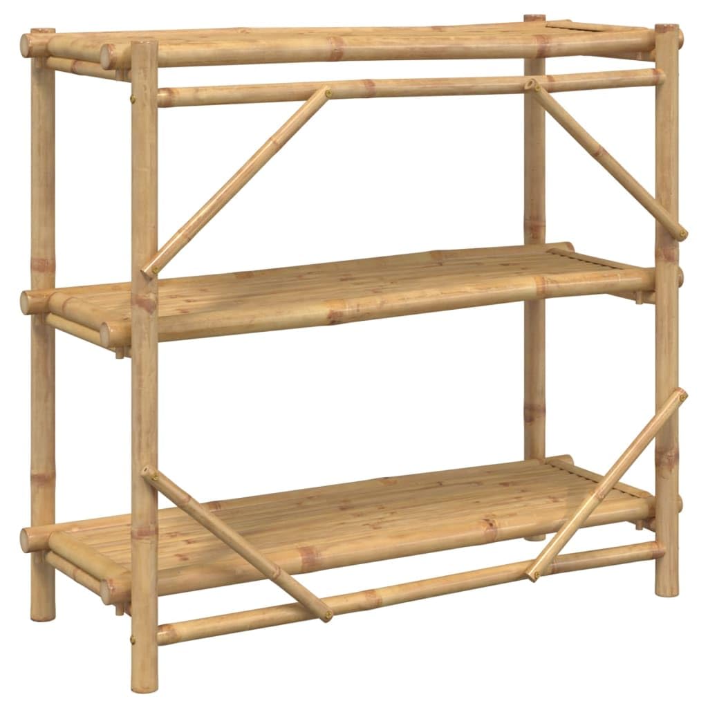 Bambusowy regał magazynowy z 3 półkami 100 x 40 x 90 cm, naturalny, otwarty regał na książki, regał stojący, regał wtykowy, miejsce do przechowywania w biurze, korytarzu, piwnicy, warsztacie