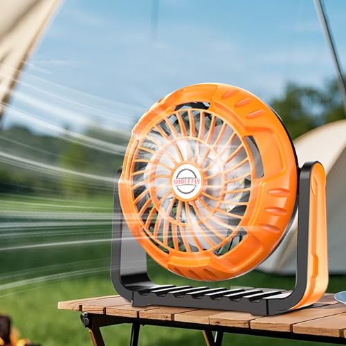 Générique Ventilateur rechargeable avec lumière du ventilateur de camping léger - Fans portable à crochet imperméable,Refroidissement à air portable pour extérieur, festival, plage, pêche, talonnage – Image 4