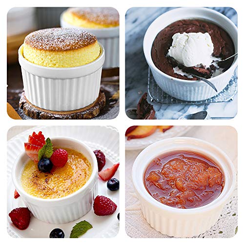 Ramekins 8 Oz, Set Of 8, Souffle Dishes Oven Safe Porcelain Ramekins For Creme Brulee, Custard, Lava Cakes, Pudding, Flan, Mini Desserts, Small Baking Dishes Ramekins Bowls #TOP2