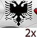 LEON-FOLIEN 2 Aufkleber Albanischer Adler 11,5x10 cm Albanien Shqiperia shqiponja Flagge Autoaufkleber Sticker Autotattoo Wandtattoo Tattoo Tuning Glanz Folie in Schwarz - 2 Stück