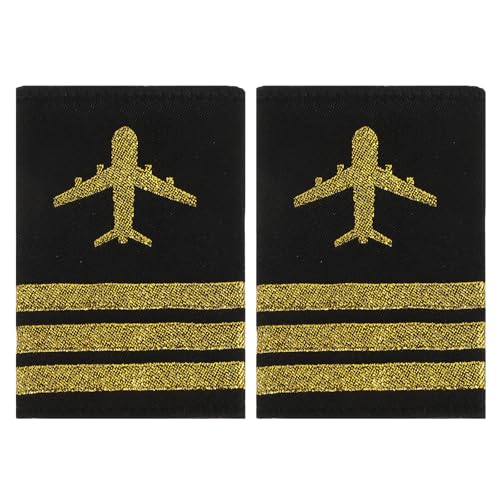 JOINPAYA Charreteras de Piloto de Aerolínea para 2 Piezas 3 Barras Accesorio de Uniforme de Capitán de Tela Suave Adecuado para Cosplay y Disfraces Infantiles