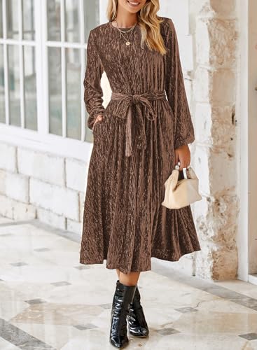 Happy Sailed Women's Velvet Dress Fashion Spring Lantern Sleeve High Waist A-Line Long Formal Party Dresses2