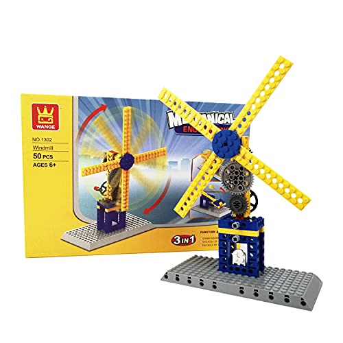 TULOBRO STEM Building Toys for Kids, 50 PCS Wind Mill Engineering Toy, 3 in 1 Building Sets, Engineering Building Bricks Wind Mill Blocks Kits, Construction Education Toy Best Gift for Ages 6+