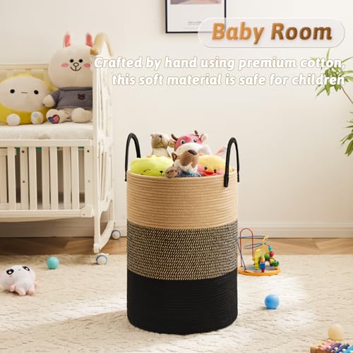 Image of Artfeel Laundry Basket,Woven Cotton Rope Laundry Hamper,100L for Decorative Storage of Dirty Clothes,Toys and Blankets in Bathroom,Bedroom and Living Room