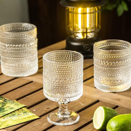 Kemorela GOBLETS Glassware, 8Oz Hobnail Goblets Set, Elegant Water Goblets, Beverage Stemmed Glass Cups, Romantic Mixed Drink Glasses thumb #7