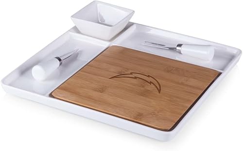 Miniatura 30 de PICNIC TIME NFL Peninsula Tabla de cortar y bandeja para servir, tabla de queso, tabla de embutidos - plato de aperitivo, bambú y cerámica blanca
