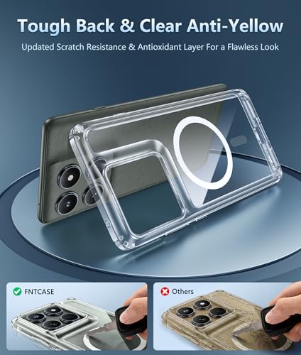 Image of FNTCASE for Motorola Edge-2025 Magnetic Case: Clear Military Grade Drop Protection Anti Yellowing Cell Phone Cover - Rugged Shockproof Protective Bumper Transparent Phonecase