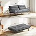 Marsail Futon Sofa Bed, 66” Futon Couch with Adjustable Backrest & Armrests, Convertible Small Sleeper Sofa Bed for Small Apartments, Study Room, Office, Corduroy Loveseat, Grey