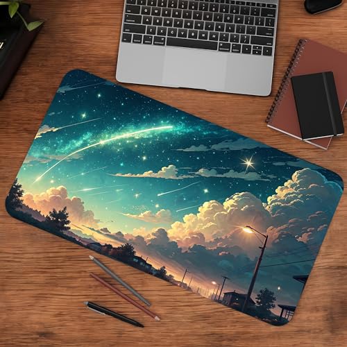 Image of Celestial Hour Premium Desk Mat | Anti-Skid | Anti-Slip | 60 x 28 cm | Laptop Mat for Work from Home /Office /Gaming- Extended Mouse pad and Keyboard Desk mat