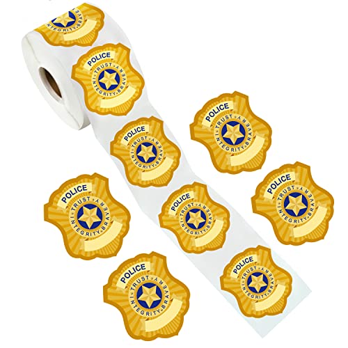 Outus 500 Pieces Police Badge Name Tag Stickers Police Label Stickers Office Paster for Kids Birthday Party Supplies