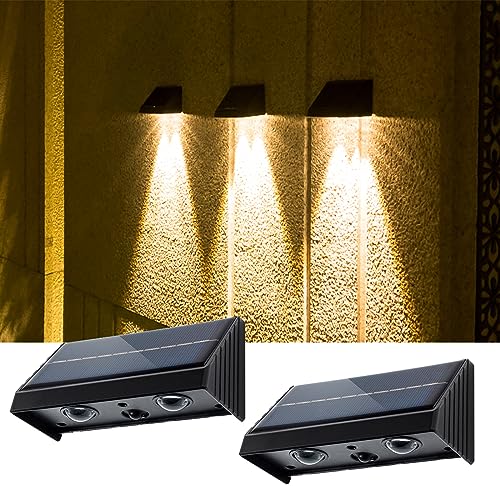 YOHAYO solar lights outdoor solar lights for outdoor decoration waterproof IP54 Stair Lighting Wall lamp for Fence Patio Stair Treads Courtyard Path Warm White 2 Pieces