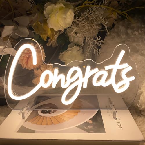 Image of Congrats Table Number Neon Sign Desk Lamp Night Light Wedding Letter LED Neon Sign Wedding Table Decorations Neon Light Shop Bedroom Home Room Decor Christmas Party Warm White USB 30x16.5 CM