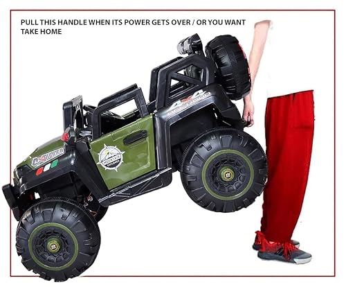 Image of Wishmaster Driving EV Cars for 1, 2, 3, 4, 5, 6 Years | Remote + Steering + Mobile App Control | Kids Jeeps (Jumbo Size KAB2188 [1-8 Year Kids], Army Green)