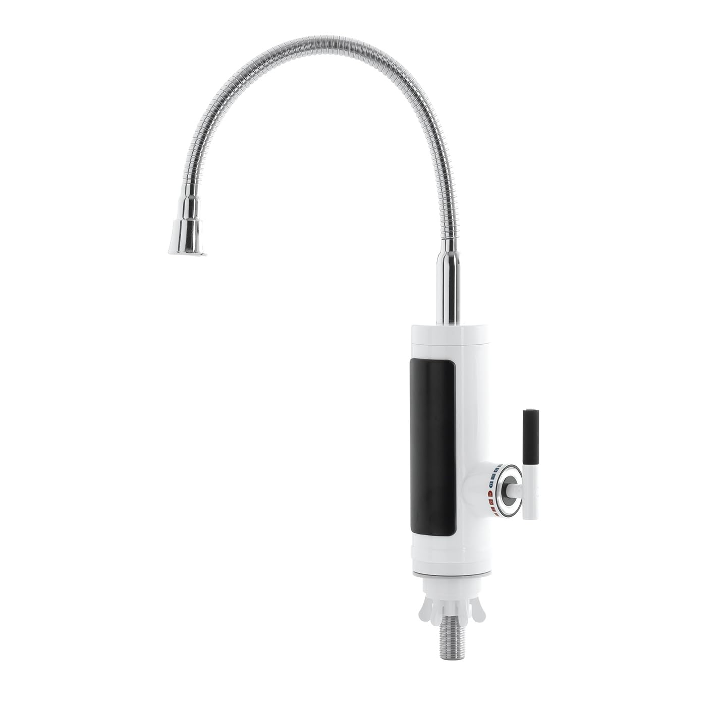 EASYmaxx Warm- & Kaltwasserarmatur mit Durchlauferhitzer | Mit digitaler LED-Temperaturanzeige | Ideal für Werkstatt, Garage, Camping, Garten und Terrasse | Unkomplizierte Montage [Weiss/Edelstahl]
