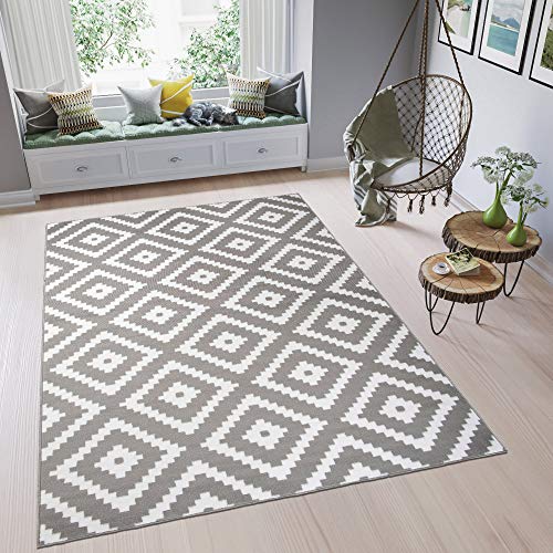 Tapiso Fire Alfombra de Salón Sala Diseño Moderno Gris Blanco Estilo