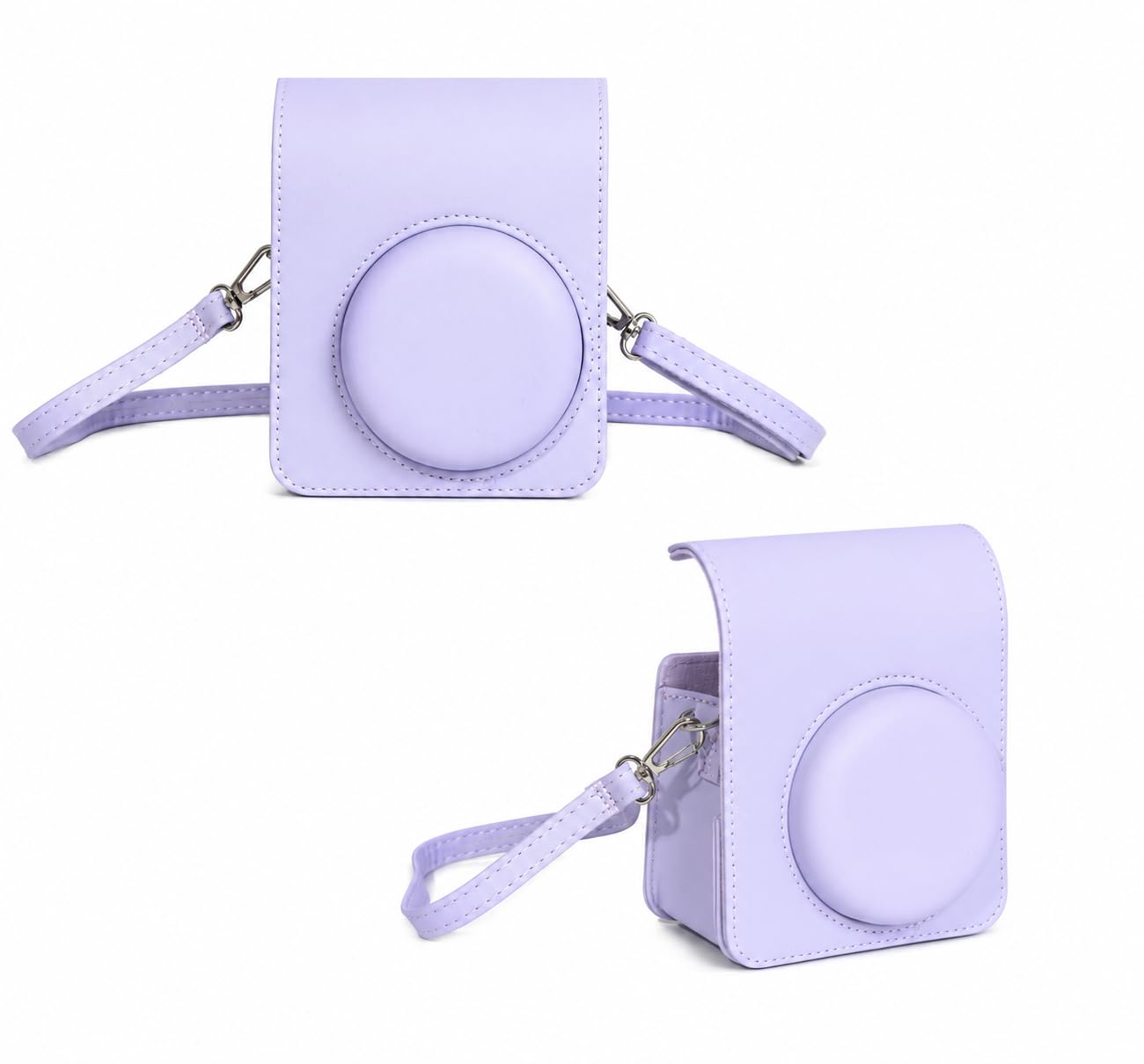 PU Leather Protective Camera Case Pouch Compatible with Fuji-Film Instant Insta-x Mini 13 Instant Camera Carrying Bag with Adjustable Shoulder Strap- Taro Purple-picture-23