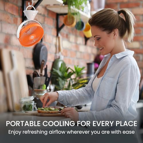 Image of Portronics Aero Breeze Portable table Fan 178mm, USB Rechargeable Fan, 3 Speed Airflow, Battery Powered Silent Operation, 4 Hours Back Up, 360 Rotatable USB Fan, BLDC Fan for Kitchen,Office,Home