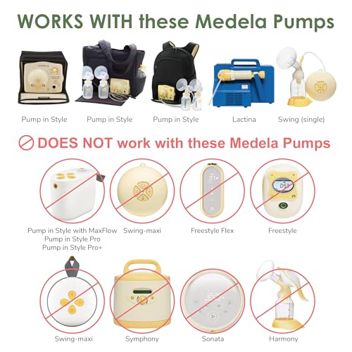 Maymom MyFit Flange Set, Two-Piece Breast Shield (24mm Medium) Connector Valve Membrane Compatible with Medela Breast Pumps (Pump in Style Advanced, Lactina, Symphony) Not Original Medela Pump Parts - Thumbnail 2