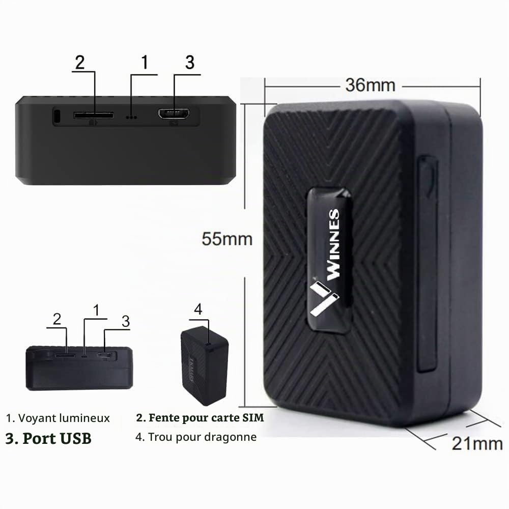 Traceur GPS Mini Winnes TK913 Tracker Suivi en Temps réel Antivol avec Batterie Rechargeable 1500mah GPS Tracker Magnétique étanche Suivi Historique App Gratuite pour Moto Velo Valise Enfants