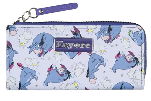 Disney Winnie The Pooh Eeyore Partly Cloudy and Rain Character Design Faux Leather Full Zip Wallet