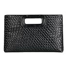 HKYUECHI Black Clutch Bags, Women's Clutches Evening Bags with Detachable Chain, PU Leather Handbag Crossbody Purse for Wedding Party and Prom(Black)