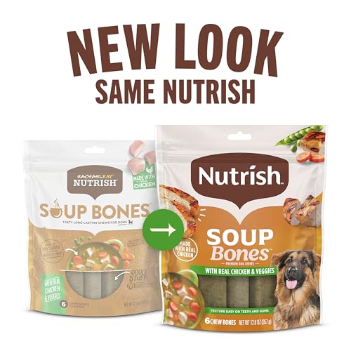 Nutrish Soup Bones Premium Dog Chews with Real Chicken and Veggies, 11 Chews, Packaging May Vary (Rachael Ray)