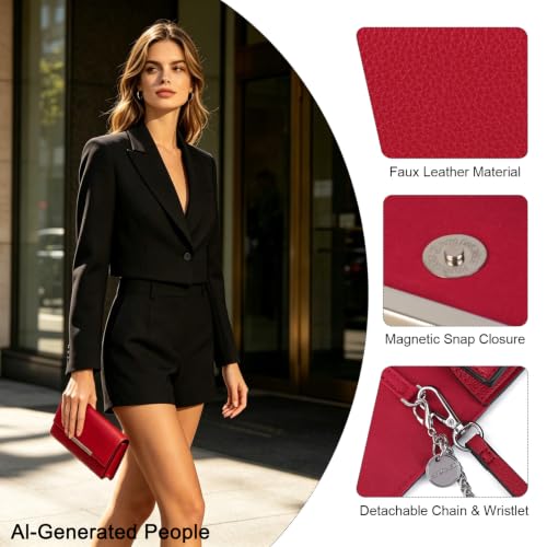 Image of AFKOMST Clutch Purses for Women Small Convertible Wristlet and Evening Bag | Vegan Leather, Fits 6.7-inch Phone /Passport, Versatile for Formal Events /Prom /Wedding /Cocktail /Night Out /Daily Use