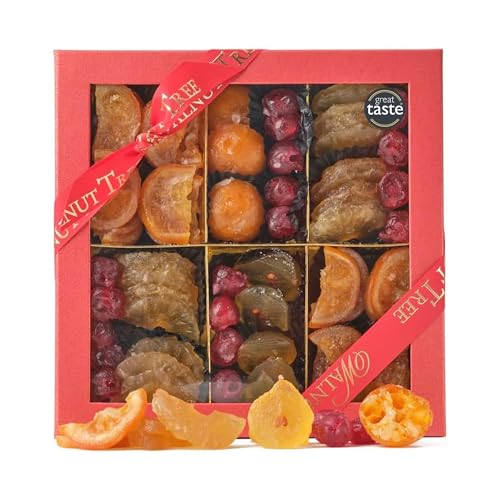 Walnut Tree Large Gift Box of Glacé Fruit with Orange Pineapple Cherry Pear Handpacked in the UK Suitable for Vegan Vegetarian Halal and Gluten Free Diets Luxury Gift Selection 700g Pack