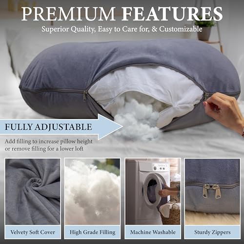Image of Pharmedoc Pregnancy Pillows, U-Shape Full Body Pillow -Removable Cover Jumbo Size - Gray - Pregnancy Pillows for Sleeping - Body Pillows for Adults, Maternity Pillow and Pregnancy Must Haves