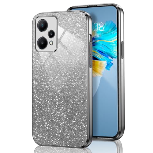 GOGME Glitter Funda para Realme 9 Pro 5G / Realme 9 5G, Marco Galvanizado TPU Anti-arañazos Brillantina/Transparente Protectora Carcasa. Negro