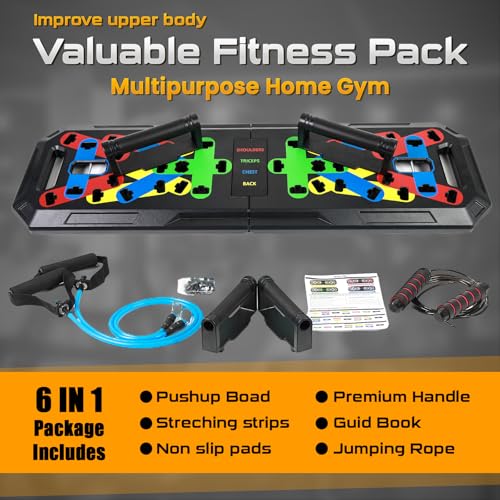 Ultimate 20-in-1 Push Up Board with Accessories – Multi-Functional Strength Training System for Home Workouts | Includes Jump Rope, Resistance Bands, & Professional Pushup Bars for Total Body Fitness