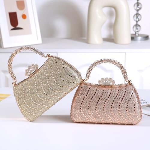 Image of Dreubea Womens Shiny Tote Evening Bag Fashion Rhinestone Decrated Handbag Silver