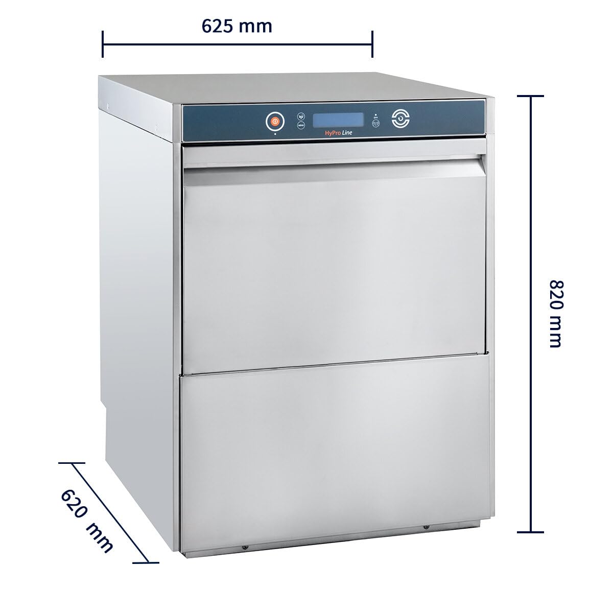 Geschirrspülmaschine HYPRO-GSM54SLE | Korb 50×50 cm | Gastro Geschirrspüler | Reiniger- & Klarspüldosierer | Ablauf- & Drucksteigerungspumpe | Enthärter | 400 V | Edelstahl | Made in Europe