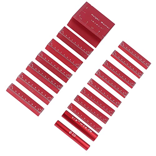 ViaGasaFamido Conjunto de de Trabajo Madera - Barras Configuración Aluminio 17 Piezas - Marcas Grabadas Medición Rápidas y Precisas Anodizadas en Rojo para Enrutadores y Sierra Mesa