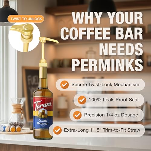 Image of Premium Syrup Pump Compatible with Torani 750 ml Bottle, Davinci Syrups - No Spill, No Clog Syrup Pump Dispenser for Vanilla, Snow Cone, Coffee Flavoring & More (Pack of 6, Red, White & Blue)