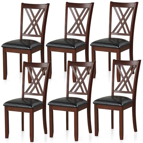 NAFORT Wooden Dining Chairs Set of 6, High Back Kitchen Chairs, Vintage Dining Room Chairs with Solid Rubber Wood Legs, Max Load 360 Lbs, Perfect for Kitchen, Dining Room, Cafe, Restaurant