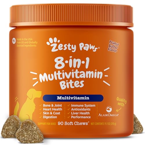 Zesty Paws Multivitamin Treats For Dogs, Glucosamine Chondroitin Joint Support + Digestive Enzymes &...
