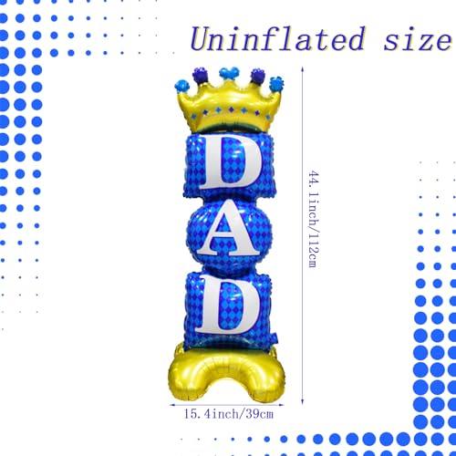 Image of Father Day Balloon, Dad Standing Aluminum Balloon Happy Father Day Foil Balloons, Blue Best Dad Day Birthday Party Decoration Balloons