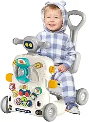 Andador Didático Musical com Brinquedos Interativos 6 em 1 Multmaxx (Cinza)