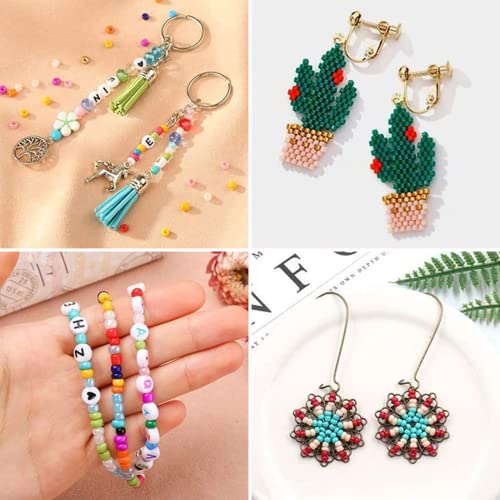 Noa Home Deco 24000pcs Glasperlen und 100pcs Alphabet Buchstabe Perlen, 2mm Mini Perlen Rocailles mit Elastischen Schnüre und Schere, für Armbänder Schmuck machen und Handwerk, Bunt