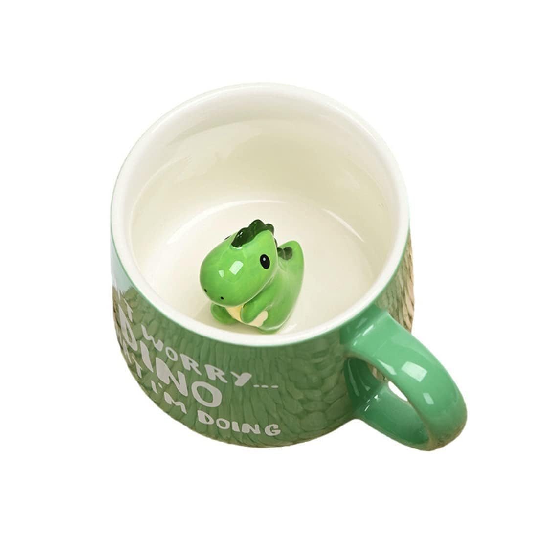 Biigming Tazza Dinosauro Tazza Animali 3D Tazzine da caffè in Ceramica Mug Bambina 350ml con figurine di animati Regalo per Natale, compleanno, festa della mamma, amici(Dinosauro verde)