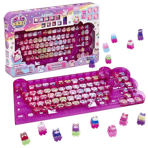 Goliath - CLICKEEZ KeyBoard MegaPack - 1 tastiera + 15 Tasti Kawaii + 1 portachiavi - Keycaps da cliccare - 70 personaggi da collezione - ASMR Fidget Toy - Idea regalo dai 6 anni in su