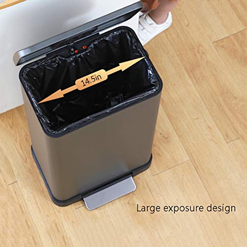 TEmkin Abfalleimer Fußbetriebener Mülleimer mit Deckel Haushalts-Mülleimer aus Edelstahl mit großem Fassungsvermögen Pedal-Mülleimer - Leises und sanftes Öffnen und Schließen des Mülleime – Bild 6