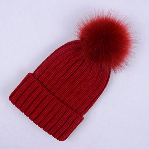 LAUSONS Berretto a Coste Donna con Pompon in